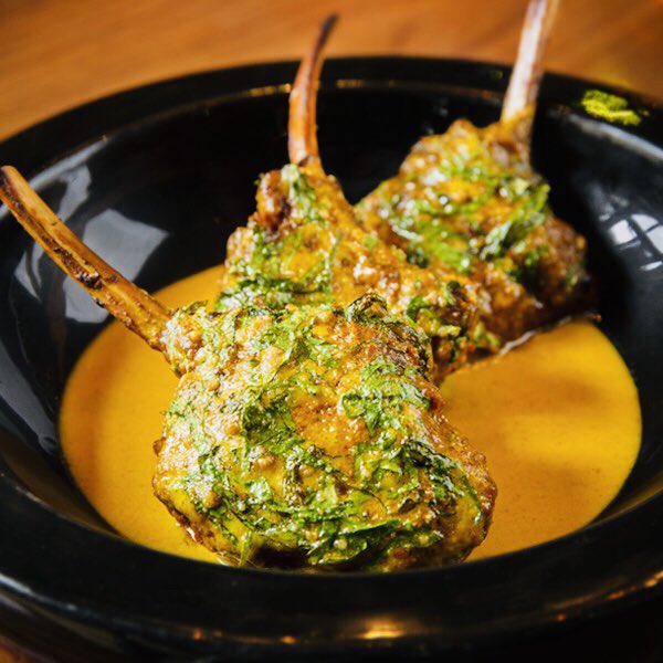 These Tandoor cooked welsh Lamp Chops (pictured) are served with Kashmiri chilli, nutmeg and dried rose petal marinade... Juicy, aromatic and succulent!              

To Order Online - Go to… supper.london/restaurants/ve…