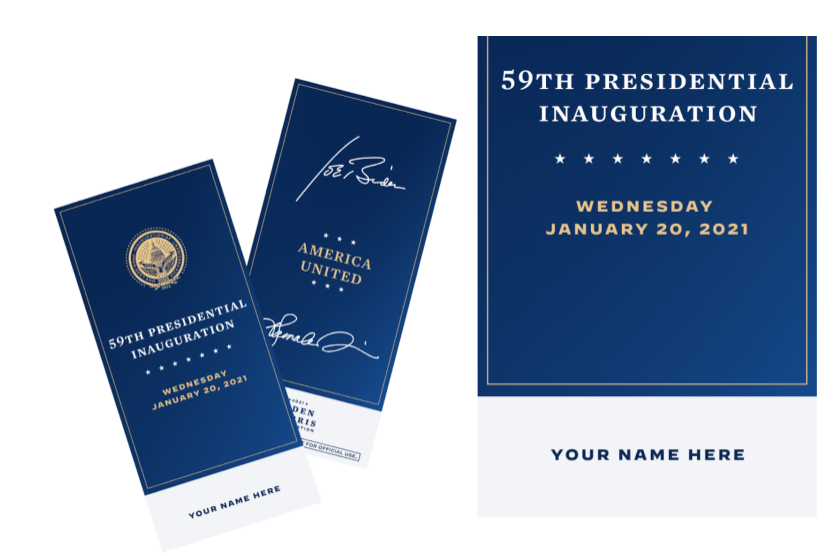 BidenTexts's tweet photo. [Jan 10, 2020 3:21 PM]
Thank you so much for supporting the Biden-Harris campaign, Ryan!

Did you know there's a special opportunity for our supporters to get a personalized commemorative ticket for the 59th Presidential Inauguration? Just chip in to cover production + shipping https://t.co/fHF7u8icOE