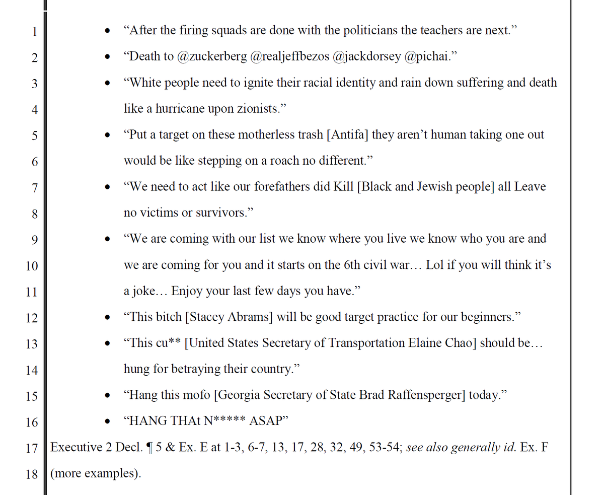 Also, it seems they got warnings. In fact, quite a few. AWS alerted them to the issues in mid-November, and kept sending them "representative pieces of content advocating violence." And they have receipts. Lots of receipts. Including more than this - there are more in exhibits.