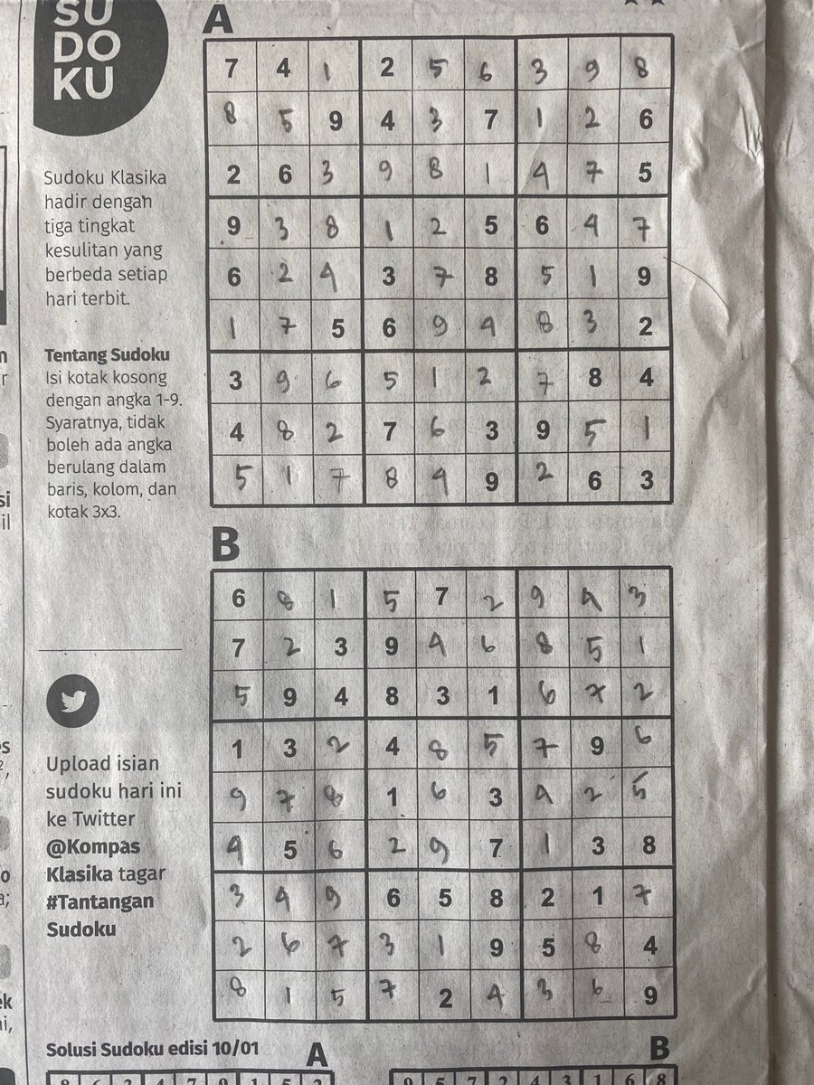 Putar otak sejenak @KompasKlasika #TantanganSudoku