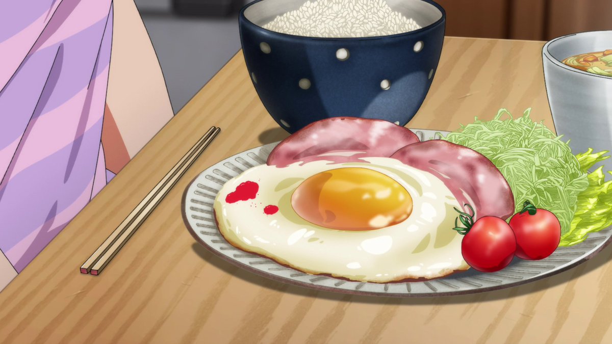 The damage carries over into the real world which is interesting. What's also intriguing is using imagery of a fried egg with blood dripping down on it. I don't know what to make of it, it might be showing how cracking out of one's shell can be dangerous or leave one vulnerable.