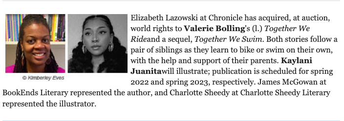 valerie_bolling's tweet photo. I’m thrilled to take this next step -- RIDE and SWIM -- along my publication journey. 

Thanks to my agent extraordinaire, @jmcgowanbks and amazing editor, @e_lazowski and the @chroniclekids team.
@KidlitInColor @BCinKidLit @nescbwi #12x12PB #kidlit #PB #WritingCommunity https://t.co/IR3ezBXYyf