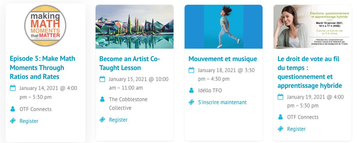mwalkerhope's tweet photo. Curated Events to support our french and english Ontario educators is found on the https://t.co/WRhsr2fy1i website in "Upcoming Events". These four are happening in the 7 days. @otffeo #otfconnects @pbeens @IdelloTFO @TheCobblestoneC @OMEAMusic @OnAEA @MathletePearce @MrOrr_geek https://t.co/znGPAV2igS