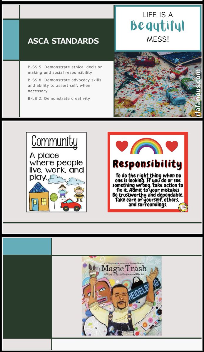 psecounselors's tweet photo. In K, 2, & 4th grades, we are studying the journeys of artists @artistbasquiat and @TyreeGuyton to explore perseverance and social responsibility. I โค๏ธ the studentsโ inspired art. @javaka_steptoe @charlesbridge #magictrash #radiantchild #lifegetsmessy #schoolcounseling https://t.co/VSv5dk6vAh