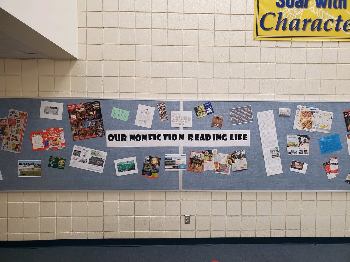 primarybyjess's tweet photo. Loved seeing how the 4th grade team came together to create this awesome bulletin board! #nonfiction #readinglife #EagleFam https://t.co/ZxFpmDj230
