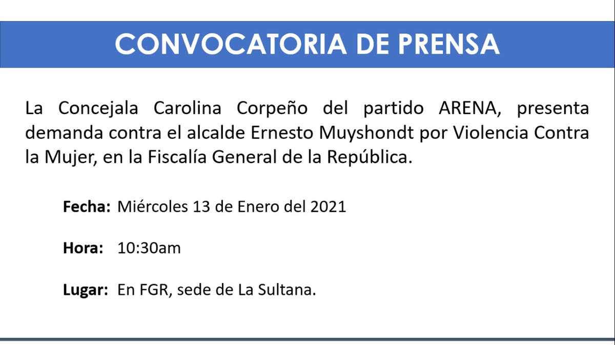 LaPerspectiva_'s tweet photo. Por violencia contra la mujer la Concejala de la Alcaldía de #SanSalvador por el partido @ARENAOFICIAL presentará mañana una denuncia en contra del Alcalde Ernesto Muyshondt https://t.co/tDU0In6GGB