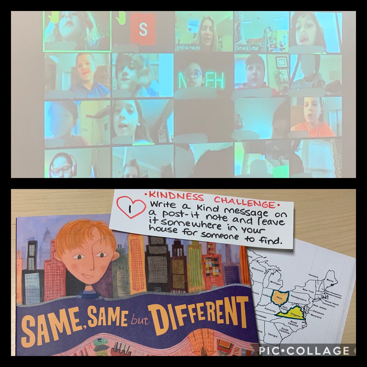 ITRTtinytech's tweet image. Grade 3 students explored diversity with the book Same, Same, but Different, then played Mystery Zoom with another classroom in the U.S. by asking and answering clues. We completed our lesson with a kindness challenge for the week ahead! @HanoverSchools #passionforkindness