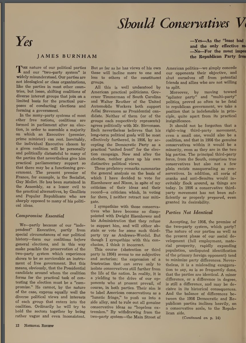 The magazine didn't endorse Eisenhower, instead offering a point/counterpoint discussion of the merits of a Republican liberal.