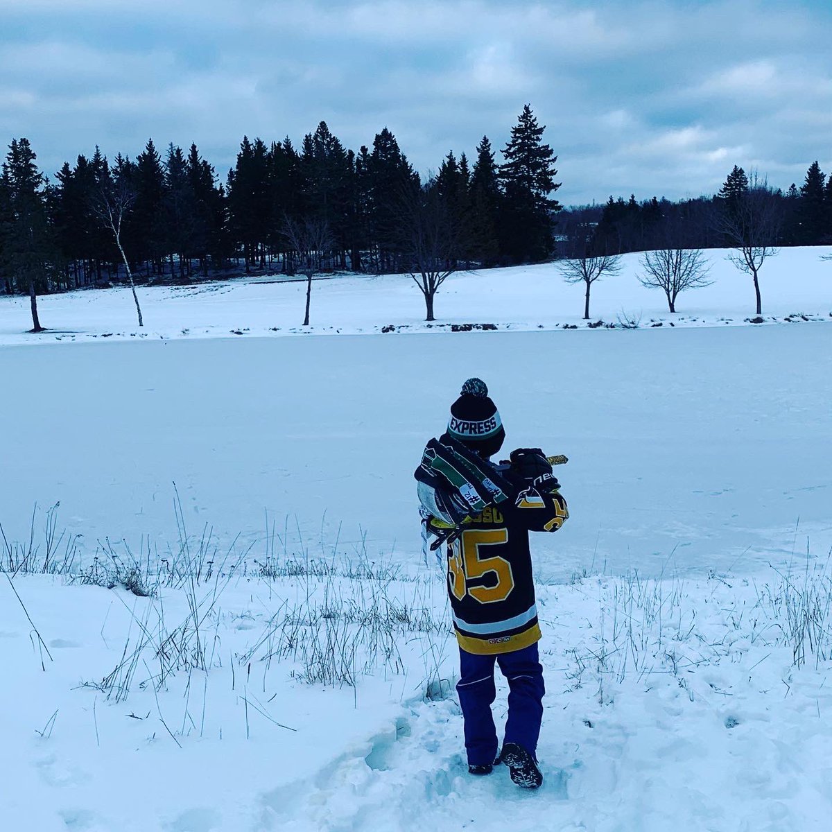 Vernall14's tweet photo. @penguins My little guy now wears my favourite jersey from when I was a kid! Tom Barrasso! https://t.co/dlfv55cut5