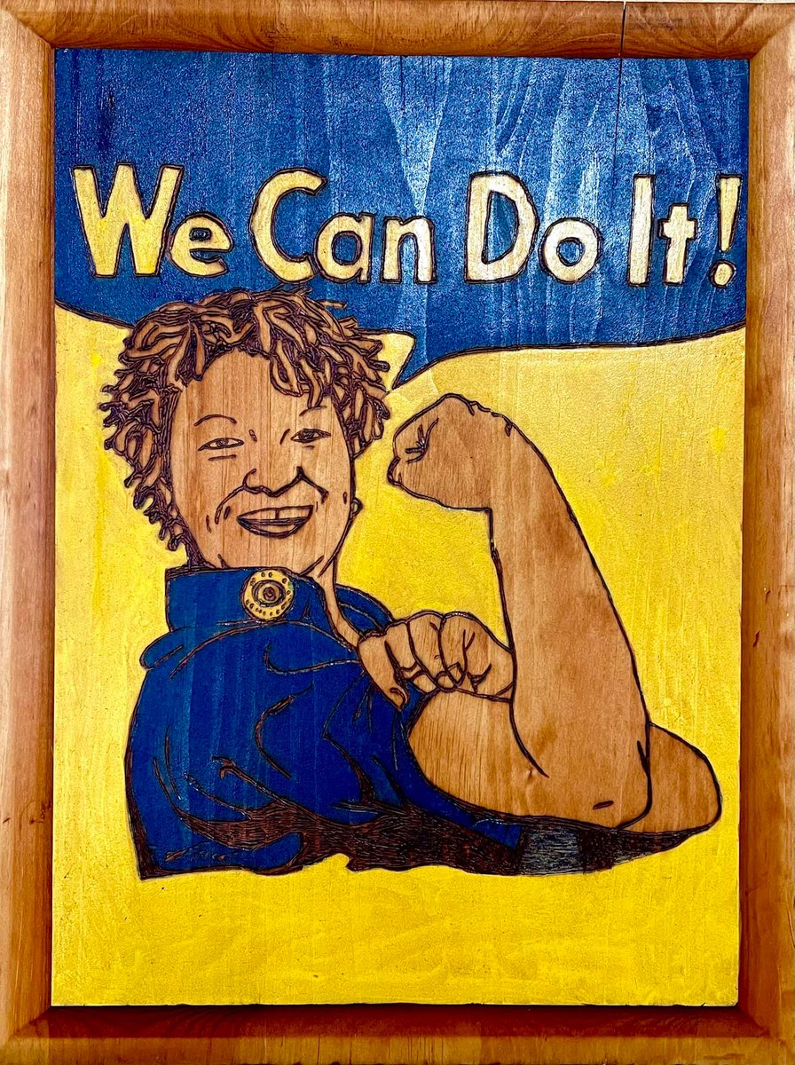 JFeltenGreen's tweet photo. My first piece for 2021 and I burned this image on a piece of recycled wood that wil not be going to the landfill. Bless you Mother Earth!  #stacyabrahams #pyrography #artistsontwitter #ArtistOnTwitter https://t.co/ebFqLa4cYQ