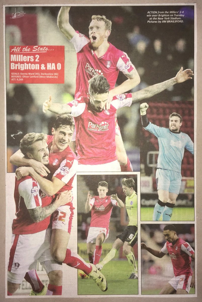 OTD 2016 Rotherham Utd 2 Brighton & HA 0..Danny Ward & Matt Derbyshire on target for the Millers in the great escape season. #rufc @OfficialRUFC @mattderbyshire2 12.1.16