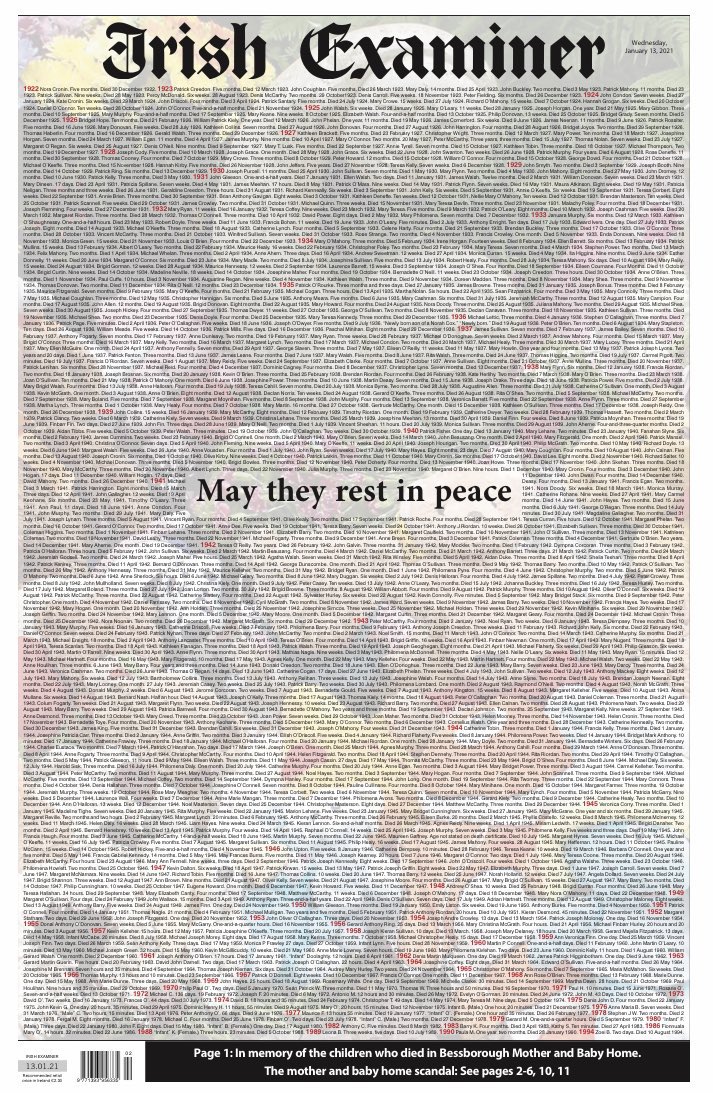 DarranMarshall's tweet photo. The Irish Examiner: 

May they rest in peace. 

#TomorrowsPapersToday https://t.co/xWoZfGQqU4