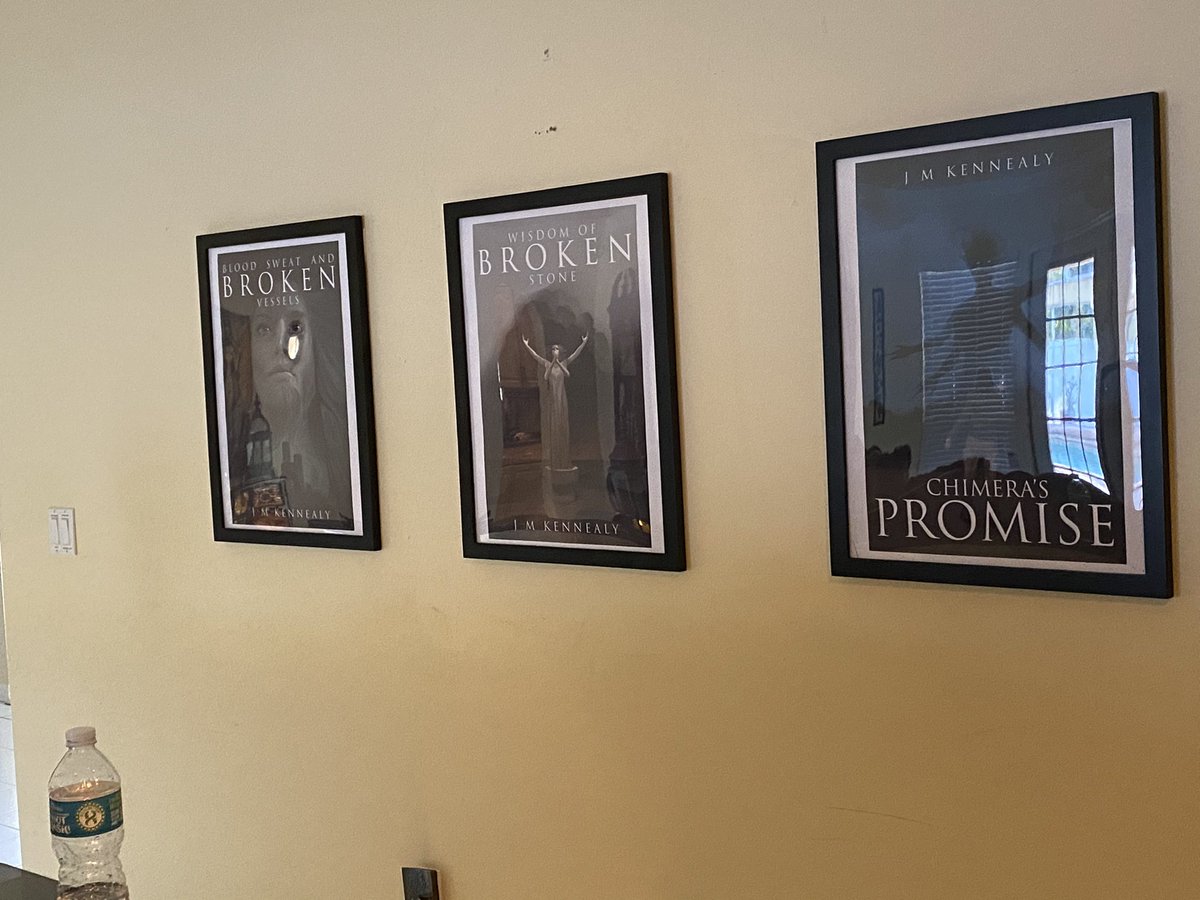 All three book covers as posters.