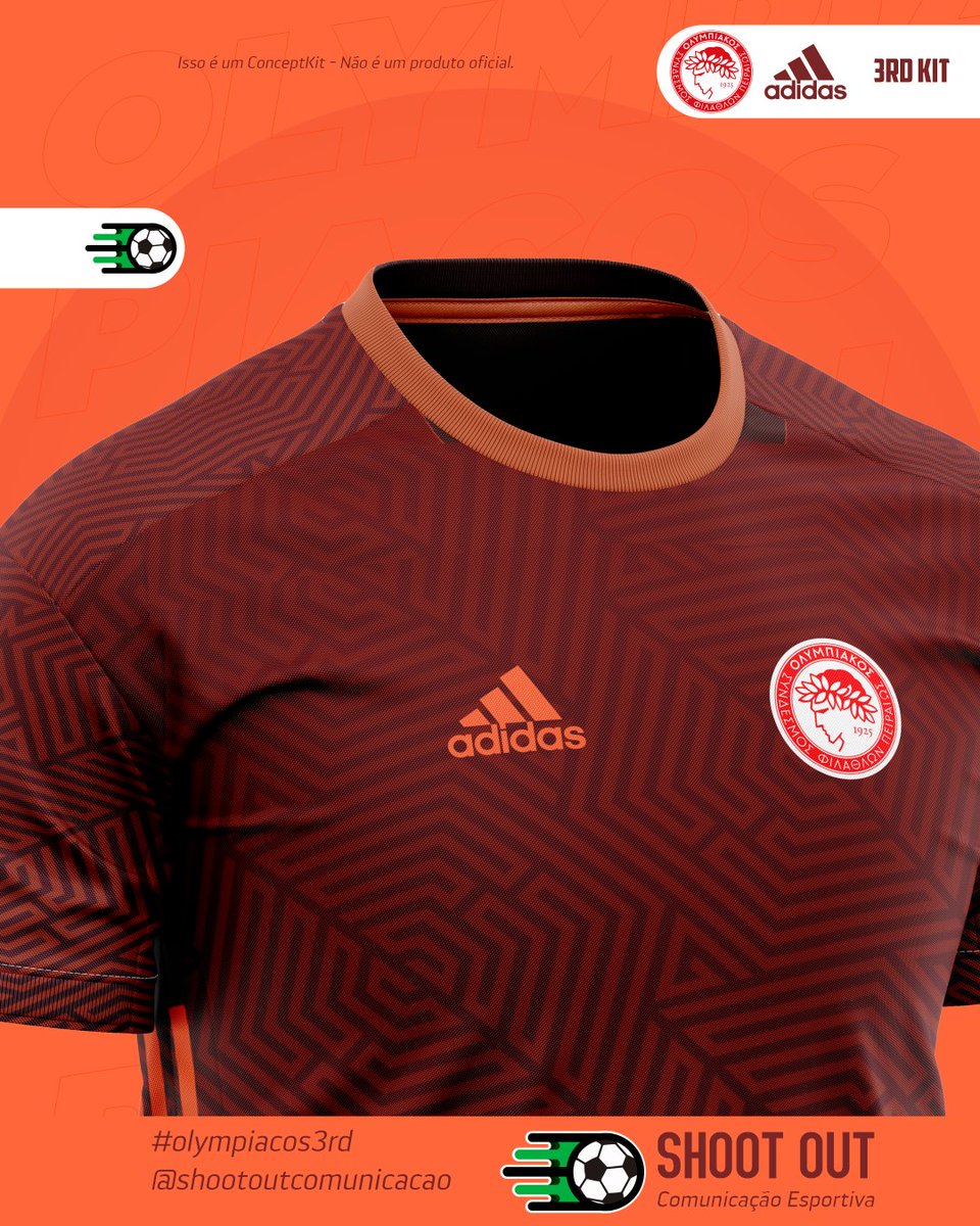 soutcomunicacao's tweet photo. O uniforme de hoje é um 3o uniforme para o @olympiacosfc junto com adidas, lembrando que um uniforme conceito. O que acharam? 
⠀
Gostou do conteúdo? Curte, comenta, salve para mais tarde e compartilhe!

 #Football #fantasykit #mockup https://t.co/ISDLmXGqJj