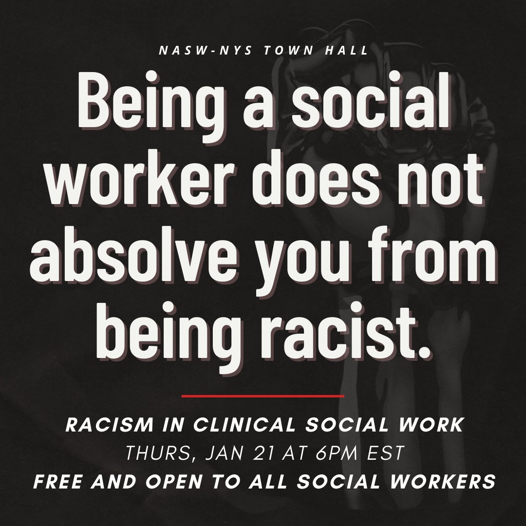 nasw's tweet photo. Does this make you feel uncomfortable? Do you disagree? Are you feeling defensive? Join the NYS Chapter for their next Revolutionize Social Work Town Hall, and let's lean into the discomfort together.⁠ Register here: https://t.co/LyWfSc98mD https://t.co/ftY9G2Wlu8