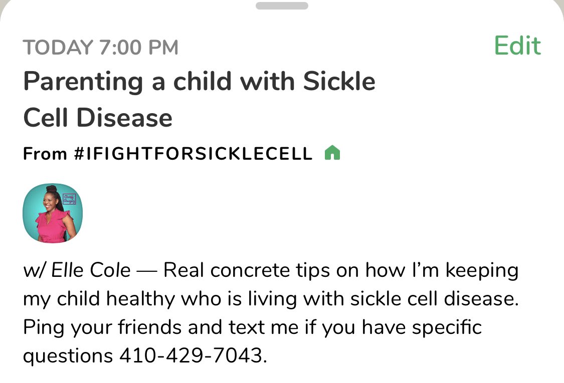 I'm discussing “Parenting a child with Sickle Cell Disease ” with #iFightForSickleCell. Today, Jan 12 at 7:00 PM EST on @joinclubhouse. Join us! joinclubhouse.com/event/lP0KbO3m

#SickleCell #30forsicklecell #BlackTwitter