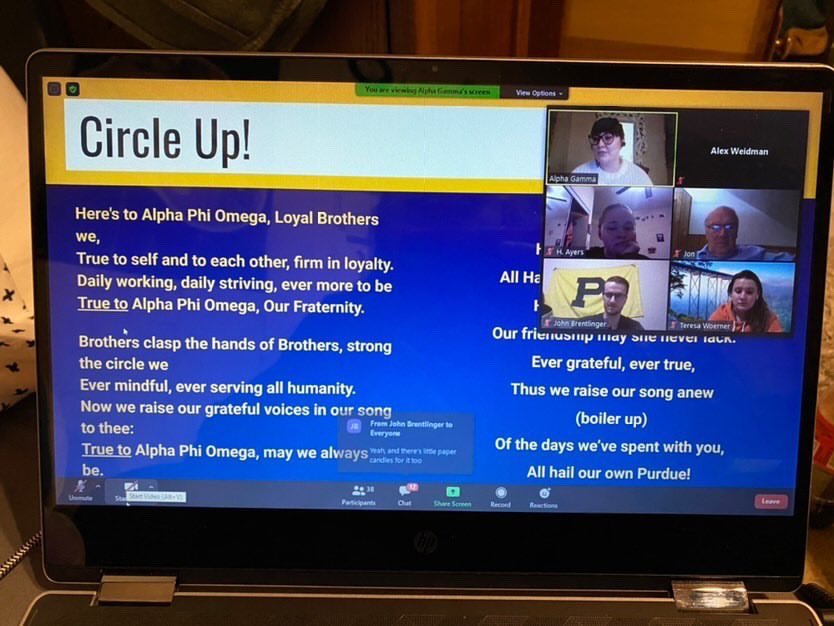 aporegionh's tweet photo. We miss getting to circle up in person, but our chapters have come up with unique solutions to bring everyone together virtually for our Toast Song. Great work Alpha Gamma! 💙💛 #aporegionh #techtuesday https://t.co/bmvtPecSED