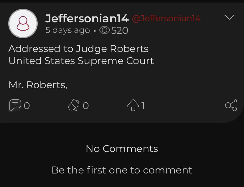 OverheardParler's tweet photo. Another shred of common ground with the lil shits on Parler: John Roberts can suck my whole ass
#parler #scotus #chiefjustice #johnroberts #injusticeroberts lol https://t.co/uxzdBa9Tr8