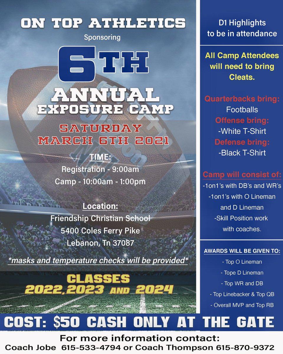 OnTopAthletics's tweet photo. Circle your calendars It’s about that time! Who takes home the gold this year? @d1highlights @RN_JK808 @bestXthatXists @thompsmd23 @MISTA_10 @CoachMikeWelch @CoachBurum74 @ChiefSmoke10 @strengthcoach34 @JasonSpray @CoachRivers1 https://t.co/F3dORbBvzs