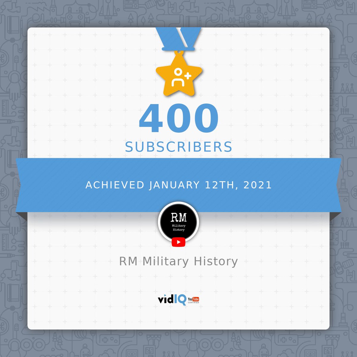 RM_Mili_History's tweet photo. Very humbled yet again to reach another YT milestone! Thanks again to all of you amazing people! I have lots planned for the channel in 2021! #Youtube #HistoryYoutube #Thankyou 🥳😊 https://t.co/1FdIvFn4yX