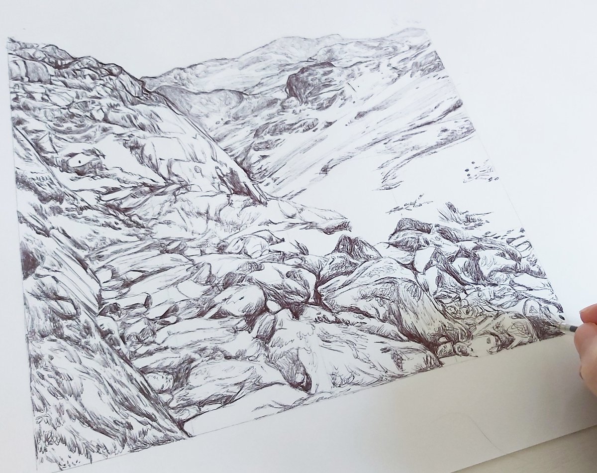 K_athrynWilson's tweet photo. Morning meditation 

#LakeDistrict #drawing #langdale #cumbria https://t.co/wvgYQrdgP0