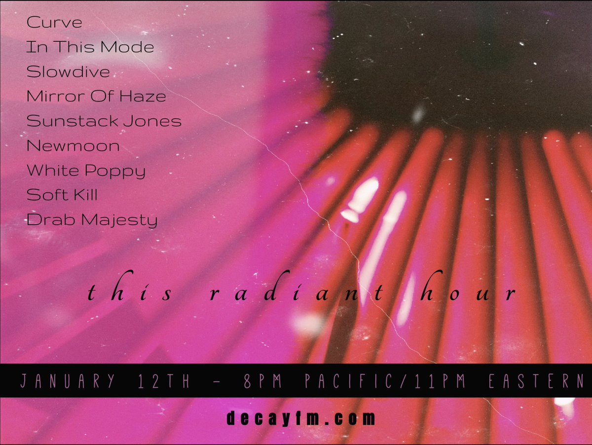ThisRadiant's tweet image. 🕸️ All request January kicks off tonight at 8 PM Pacific / 11 PM Eastern via decayfm.com. Don't forget to take us everywhere you go with the #DKFM app, which is available for both iOS and Android. #shoegaze #dreampop #postpunk #austintexas