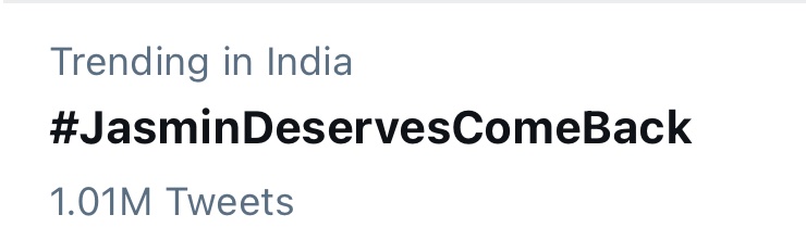 Simashah26's tweet photo. We can continue for our queen Jasmin because we want her to be back .

@ColorsTV

@BeingSalmanKhan

@jasminbhasin

@OrmaxMedia

@EndemolShineIND

 #JasminDeservesComeBack https://t.co/9tzSw1FHie