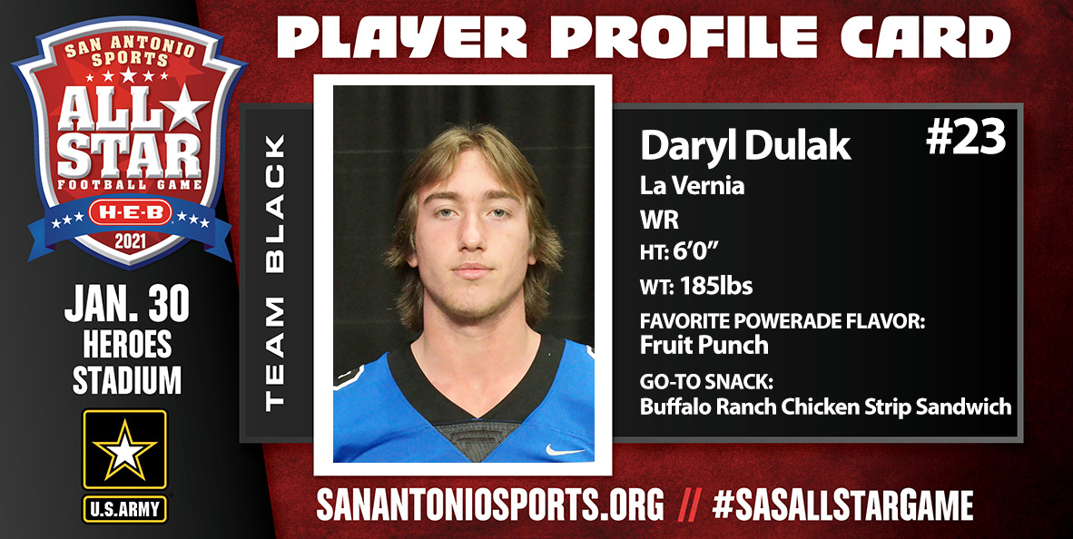 SA_Sports's tweet photo. Meet @daryldulak_2 from @LVISDAthletics who will compete in the San Antonio Sports All-Star Football Game pres. by @HEB on Jan. 30 
@ArmySanAntonio #SASAllStarGame @USArmy #WhatsYourWarrior https://t.co/0N48AiCp84