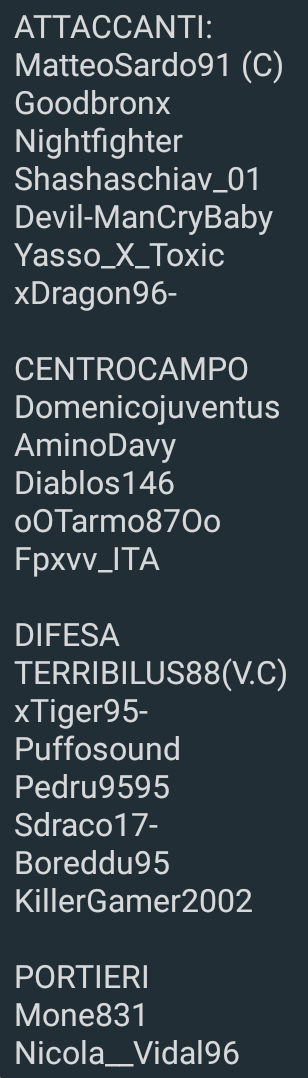 IchnusaB's tweet photo. Ecco qui la nostra Rosa ufficiale!Direi ottimi elementi!🔥 https://t.co/YfpubSigAh