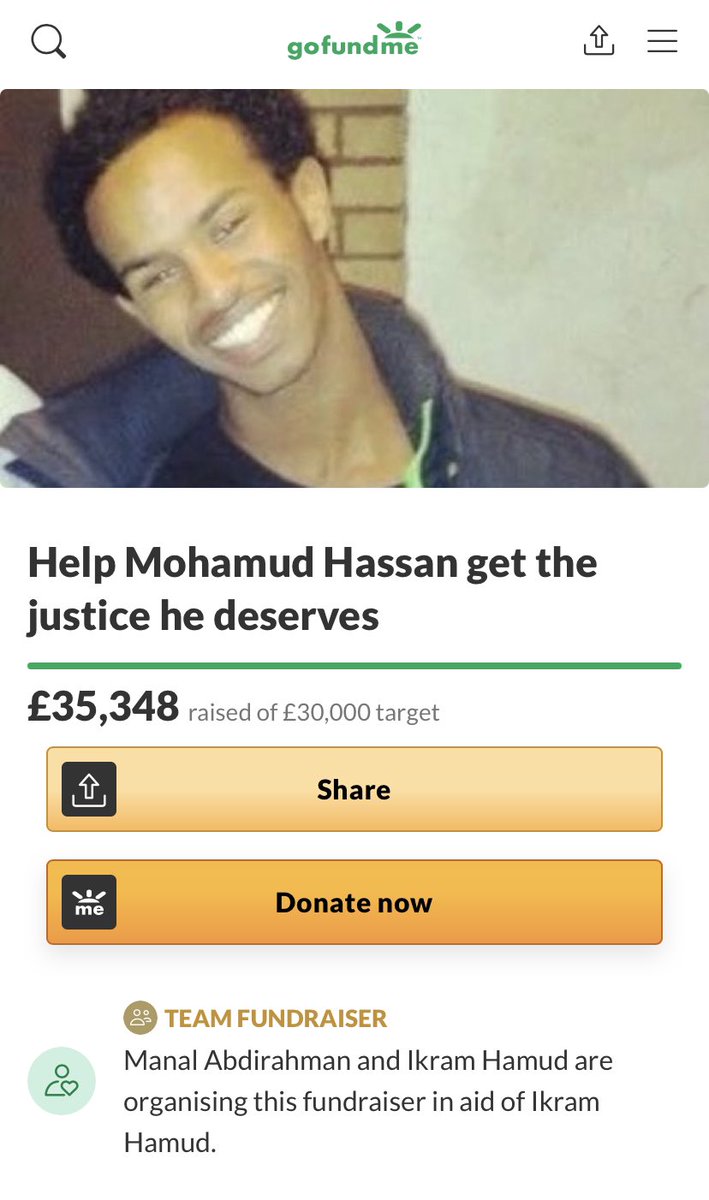 BLMCardiff's tweet photo. When we first posted this, it was on about £2,000. Now it's on £35,000. In a day. You. Are. All. Amazing. 📣

A huge well done to all the different organisations and individuals sharing this! KEEP DONATING!

The police and the state let down Mohamud and his family, but we won't. https://t.co/7jFamGPe9I