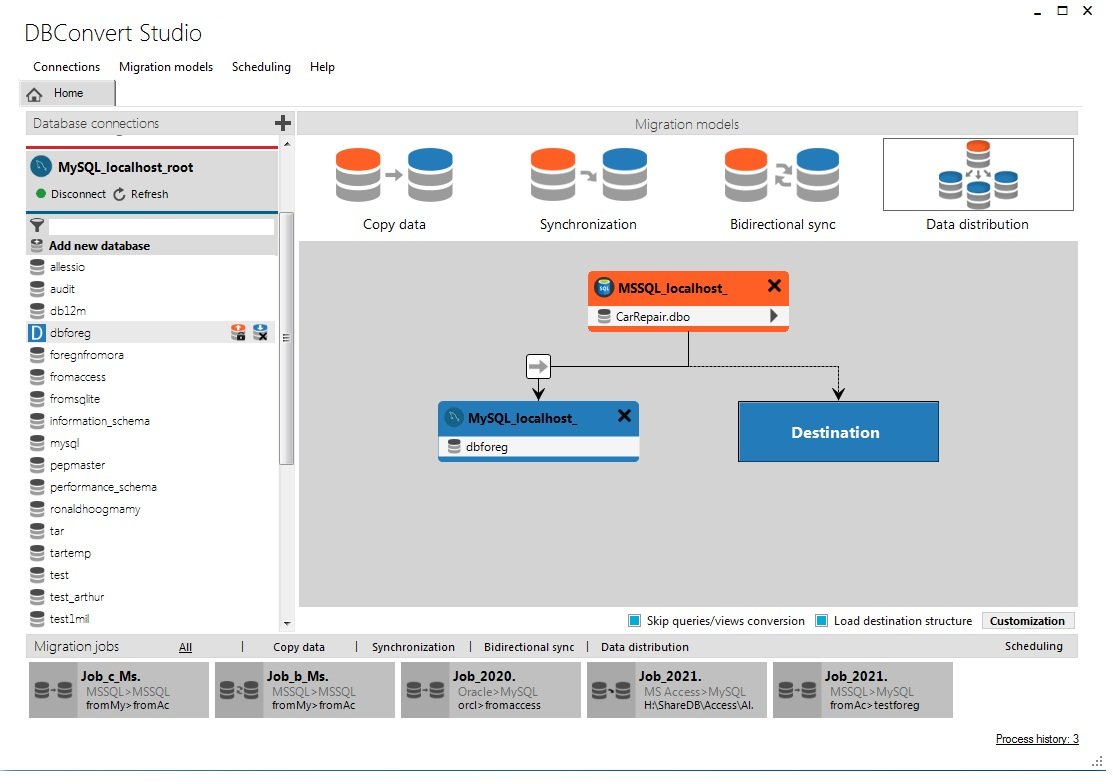 DBConvert Studio supports more than ten of the most popular on-premises databases, including SQL Server, MySQL, PostgreSQL, Oracle, Interbase, IBM DB2, and more. 
For large amounts of storage, it might be wise to consider migrating your databases to one of the following Cloud platforms using DBConvert Studio: Amazon RDS / Aurora, Microsoft Azure SQL, Google Cloud SQL, and Heroku Postgres.
