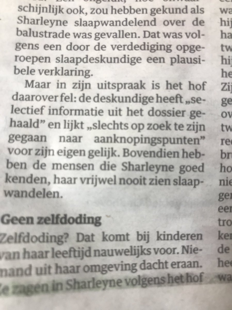 Mensen die #Sharleyne goed kenden hebben haar vrijwel nooit zien slaapwandelen. Haar moeder zal toch niet net als ooit #LuciadeB op grond van kansberekening zijn veroordeeld? 🤔 #NRC https://t.co/h9R1tqo7kr