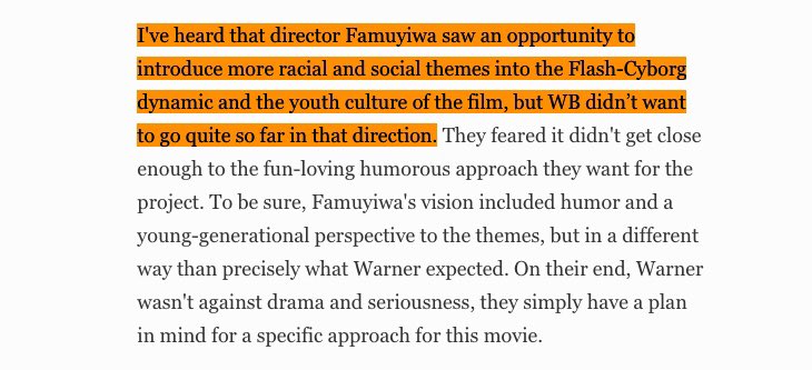 Another known instance was Rick Famuyiwa at the time who was hired to direct Flash. Johns. It’s said that he wanted real world politics which were deemed too “edgy” by the current regime.