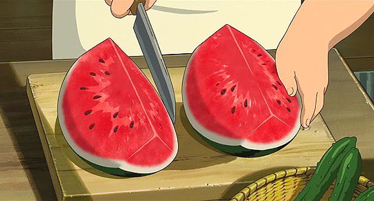 Cute Anime girl with watermelon - online puzzle