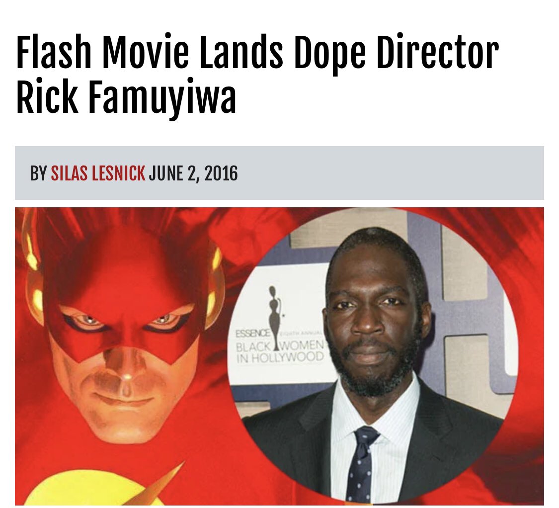 I also want to point out Famuyiwa was hired to direct THE FLASH a month before Geoff Johns had been promoted to DC President.
