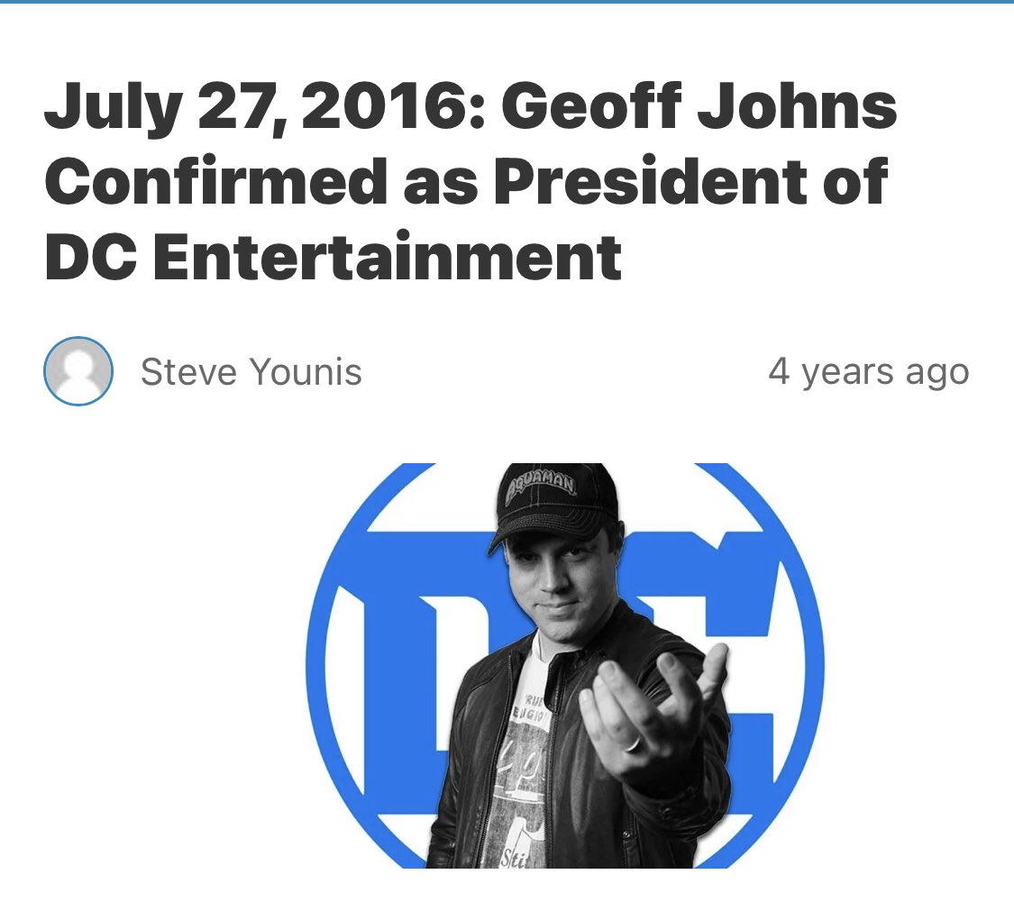 I also want to point out Famuyiwa was hired to direct THE FLASH a month before Geoff Johns had been promoted to DC President.