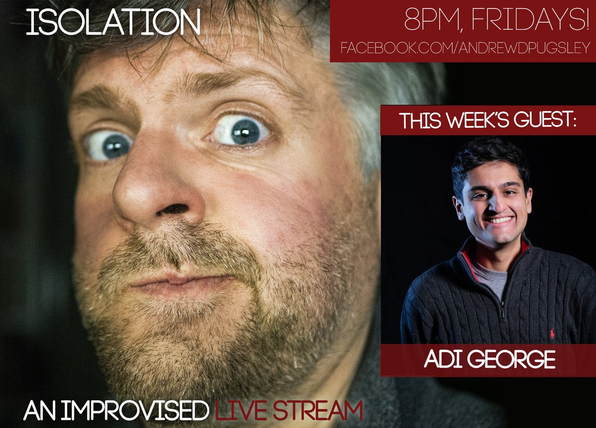 New Year, new lockdown, new series of ISOLATION! This week featuring <a href="/adigeorge96/">Adi George</a> ! A FREE improvised online show, where you are in charge of.. everything! 
8pm this Friday, facebook.com/andrewdpugsley. Music as ever from <a href="/walshatkins/">Duncan Walsh Atkins</a>