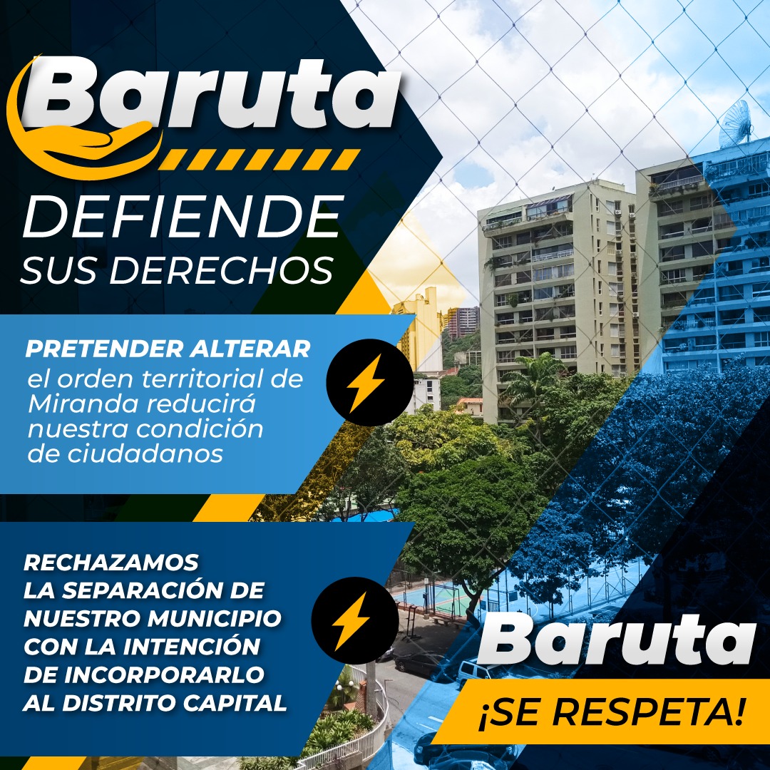 Alameda_Baruta's tweet photo. #BarutaDefiendeSusDerechosAnte la amenaza del régimen de separar Baruta, Chacao, El Hatillo, Sucre del Estado Miranda para incorporarlo al Distrito Capital el régimen continúa realizando acciones en contra de los ciudadanos.
 ¡Luchemos por defender esta amenaza! https://t.co/Mk1r1I7dl2