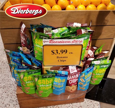 SunTropics's tweet photo. Our thin and crisp Saba Banana Chips are now available in the Midwest @Dierbergs 

#suntropics #snacks #bananachips #dierbergs https://t.co/sTQo3X3Ptz