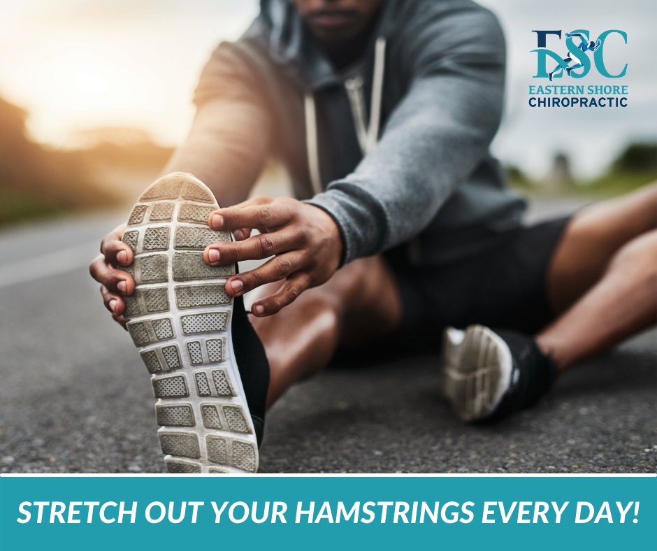 ESchiropractic's tweet photo. Your hamstrings can get locked up as you sit at your desk during the workday and pull on your pelvis as you stand up, potentially causing misalignments. Stretch those hamstrings out every day when you get the chance! #ESChiro #ChiroTip https://t.co/XA8pBObUJM