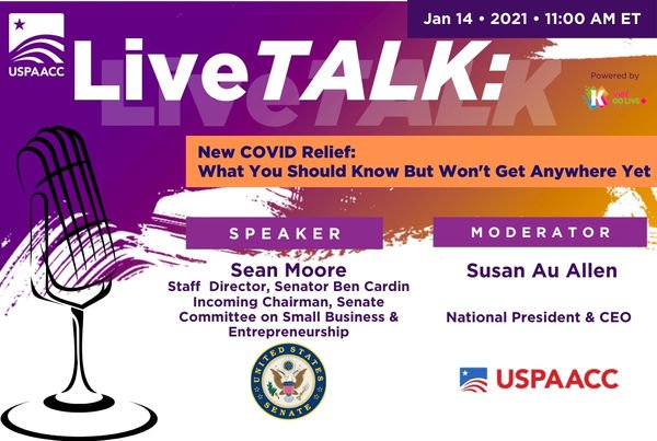 USPAACC's tweet photo. **NEW LINK**

Need more information about the new Stimulus Package, especially what it means about PPP? Catch our LiveTALK on 1/14 at 11:00 AM ET

Find out more https://t.co/uSqaowRtQM

#USPAACCHere4You #liveTALK #sbaloan #smb https://t.co/W57hHRAvV6