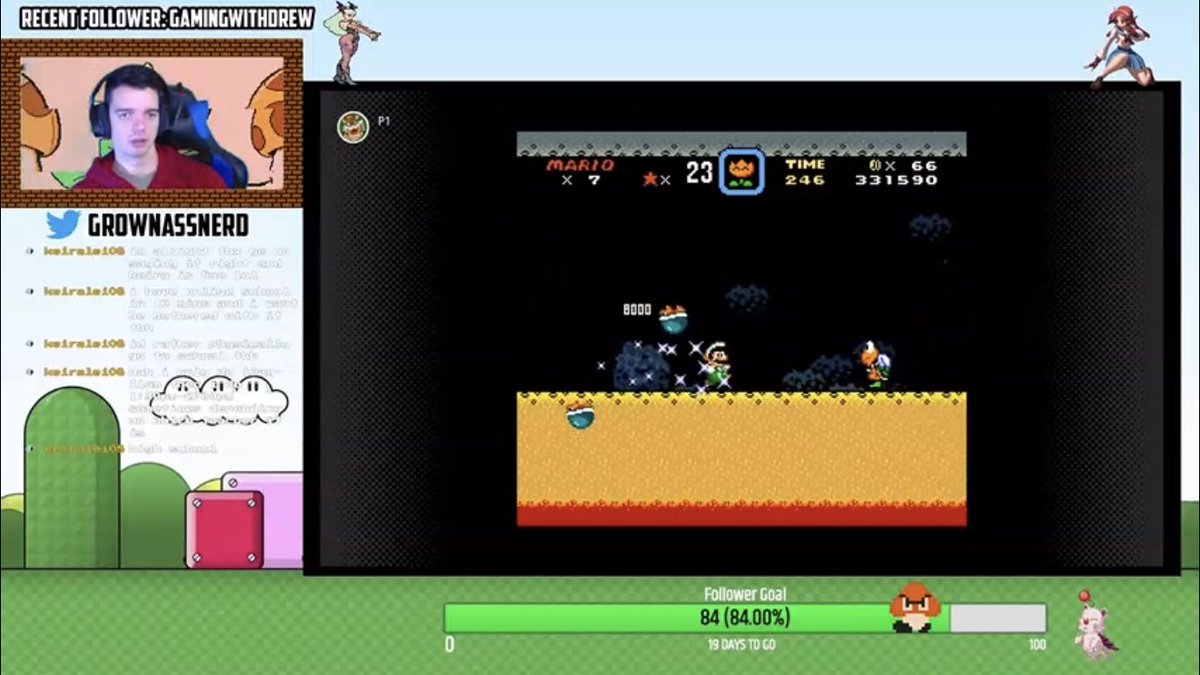 GrownAssNerd's tweet photo. Another fun run on Twitch! #TwitchStreamers #RetroGaming #supermario https://t.co/UbFF3X57Dc