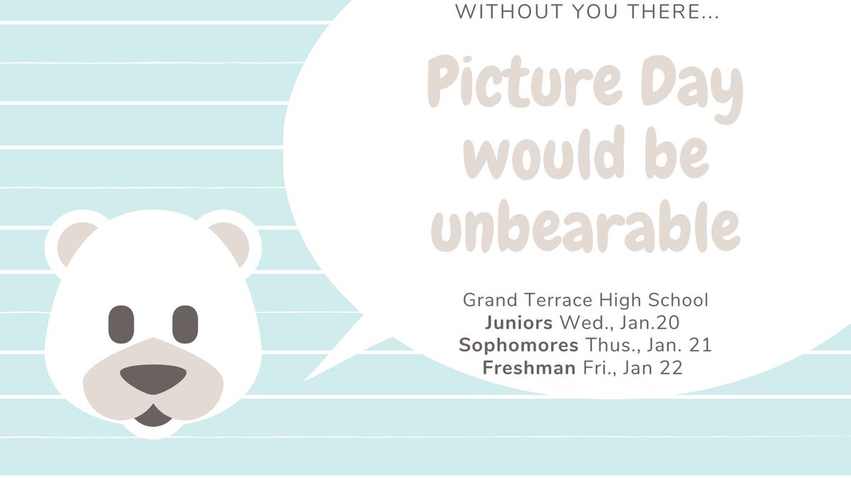 GrandTerraceHS's tweet photo. Don't forget to get your picture taken this week.  Click this link for more info: https://t.co/kqPhy2qQ8f https://t.co/b6ZDN5dzZe