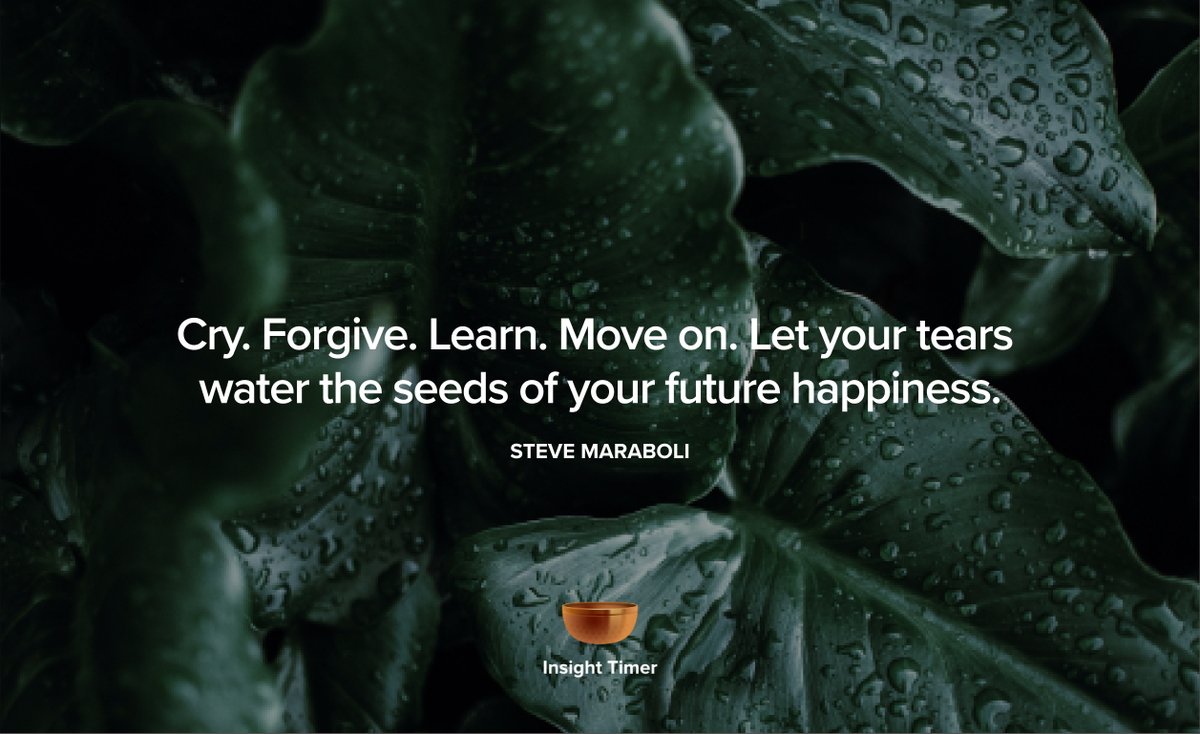 InsightTimer's tweet photo. Cry. Forgive. Learn. Move on.  Let your tears water the seeds of your future #happiness #stevemaraboli 

#meditation #wsidom #wellness #mentalhealth https://t.co/9OgSTs0lE7