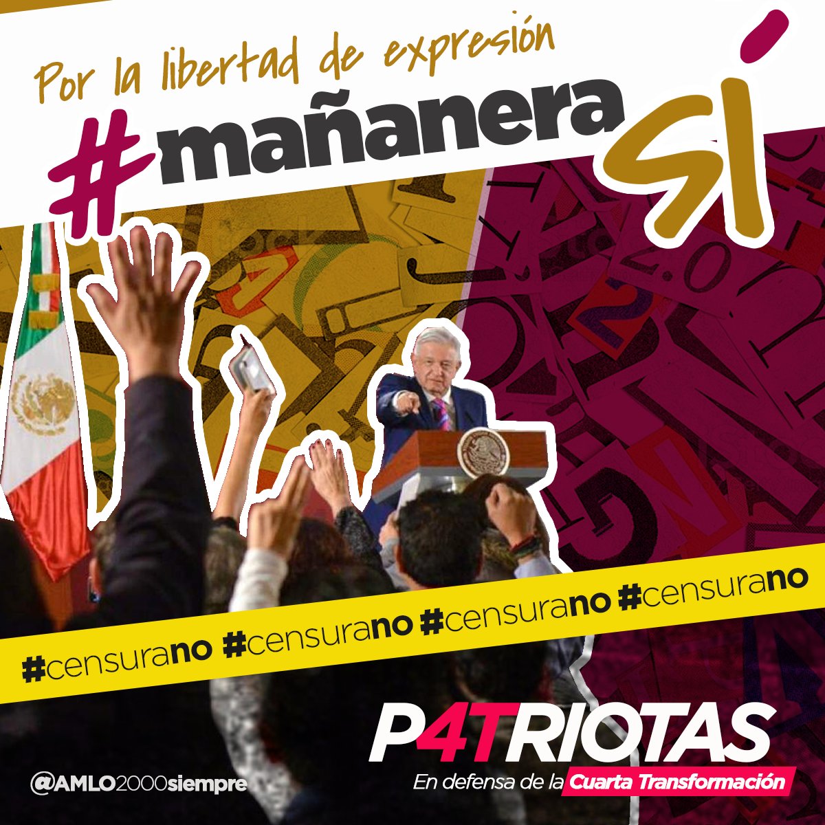 Todxs tenemos el derecho a manifestar nuestras ideas e informarnos. Hoy el @INEMexico intenta censurar las mañaneras del Presidente @lopezobrador_ queriendo quitarnos el derecho a la expresión. #MañaneraSÍ #CensuraNo Sé un 🇲🇽 ¡P4TRIOTA! 🇲🇽 y comparte. bit.ly/38DtmPn