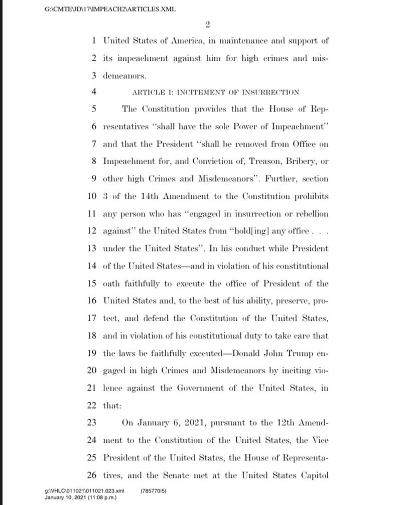 odonnell_r's tweet photo. The stimulus Bill to give each American $600 was 5593 pages long. The Bill to impeach a sitting United States President is only 4 pages. This is all you need to know how inept our elected officials are and what lengths they’ll go to hide what they do with our money. https://t.co/l9P7eogvQ3