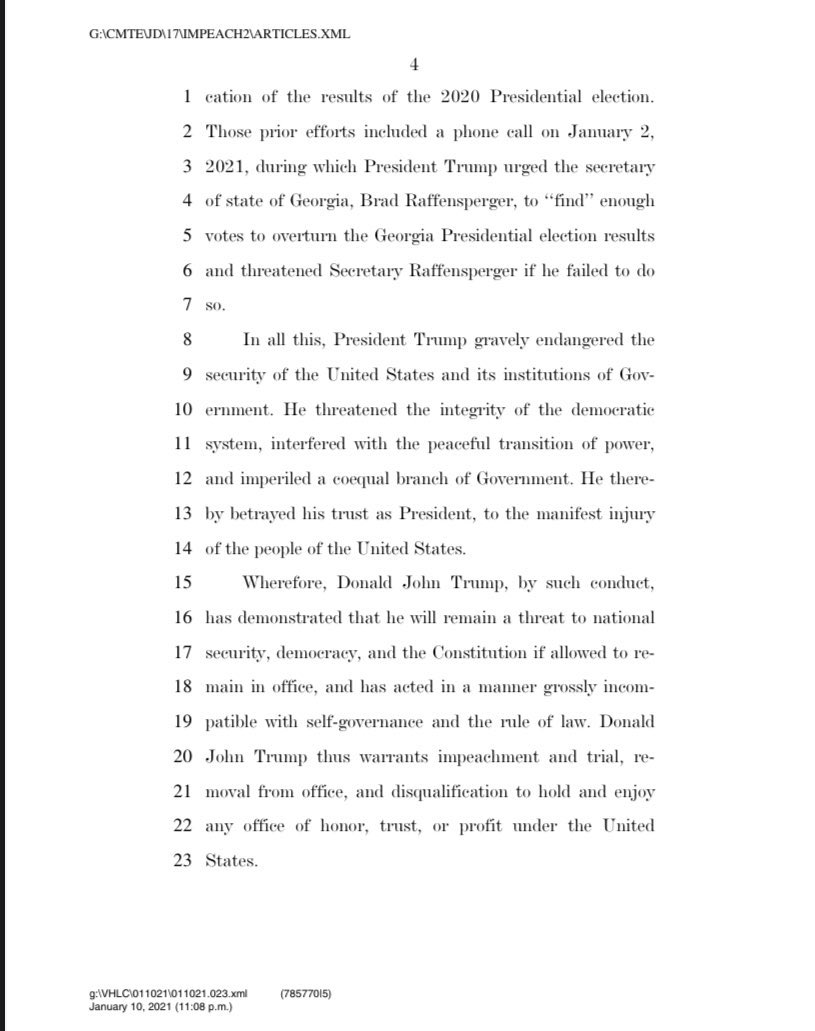 odonnell_r's tweet photo. The stimulus Bill to give each American $600 was 5593 pages long. The Bill to impeach a sitting United States President is only 4 pages. This is all you need to know how inept our elected officials are and what lengths they’ll go to hide what they do with our money. https://t.co/l9P7eogvQ3