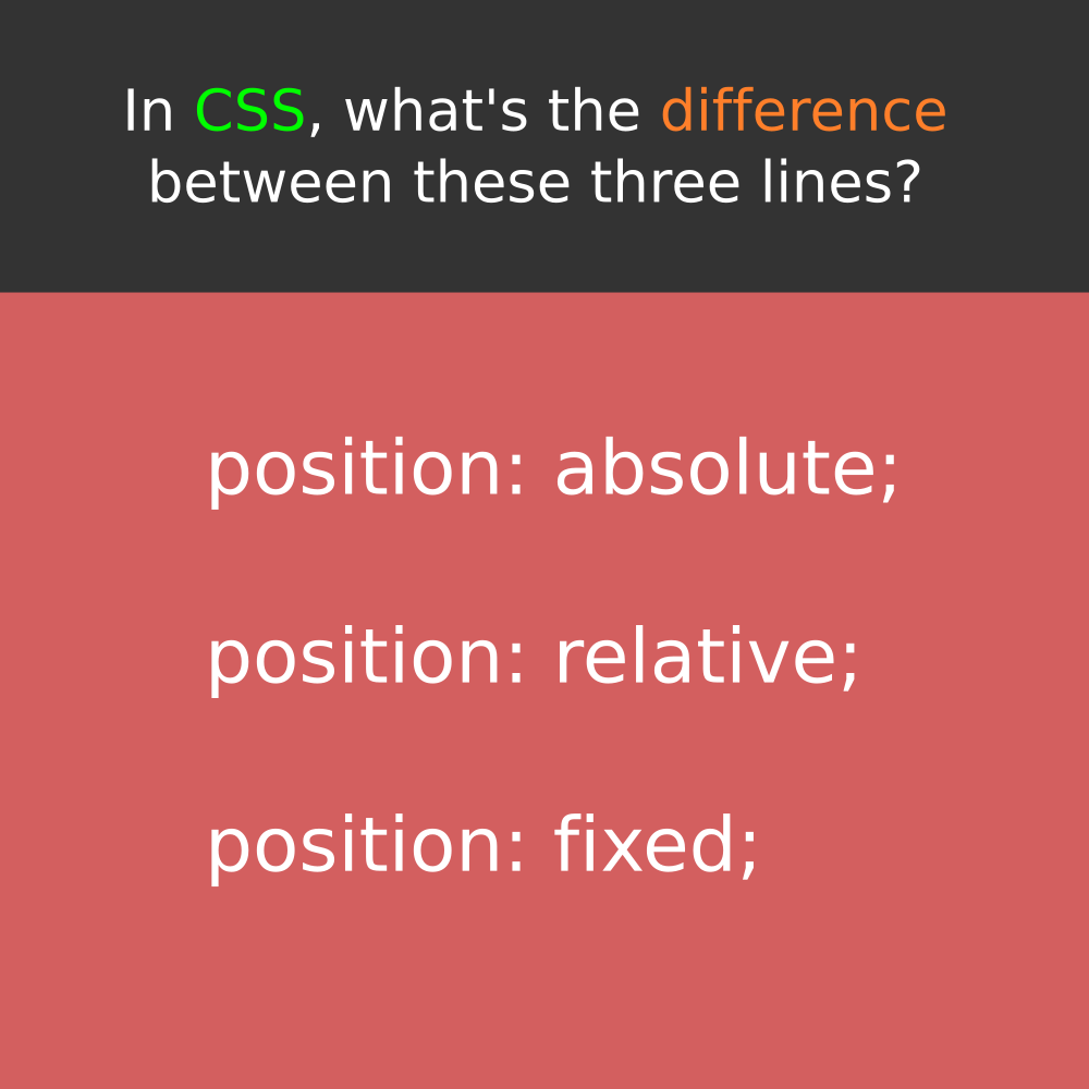 WeArePirple's tweet photo. In CSS, what's the difference between these three lines?
#css #css3 #CascadingStyleSheet #CascadingStyleSheets #html #html5 #xhtml #dhtml #htmlcss #htmlcode #htmlemail #htmlcoding #HTMLHeading #HTMLHeadings #htmlcoin #htmlbuilder #html5tutorial #htmlforbabies #html5css3 https://t.co/RhIdgTZQS2