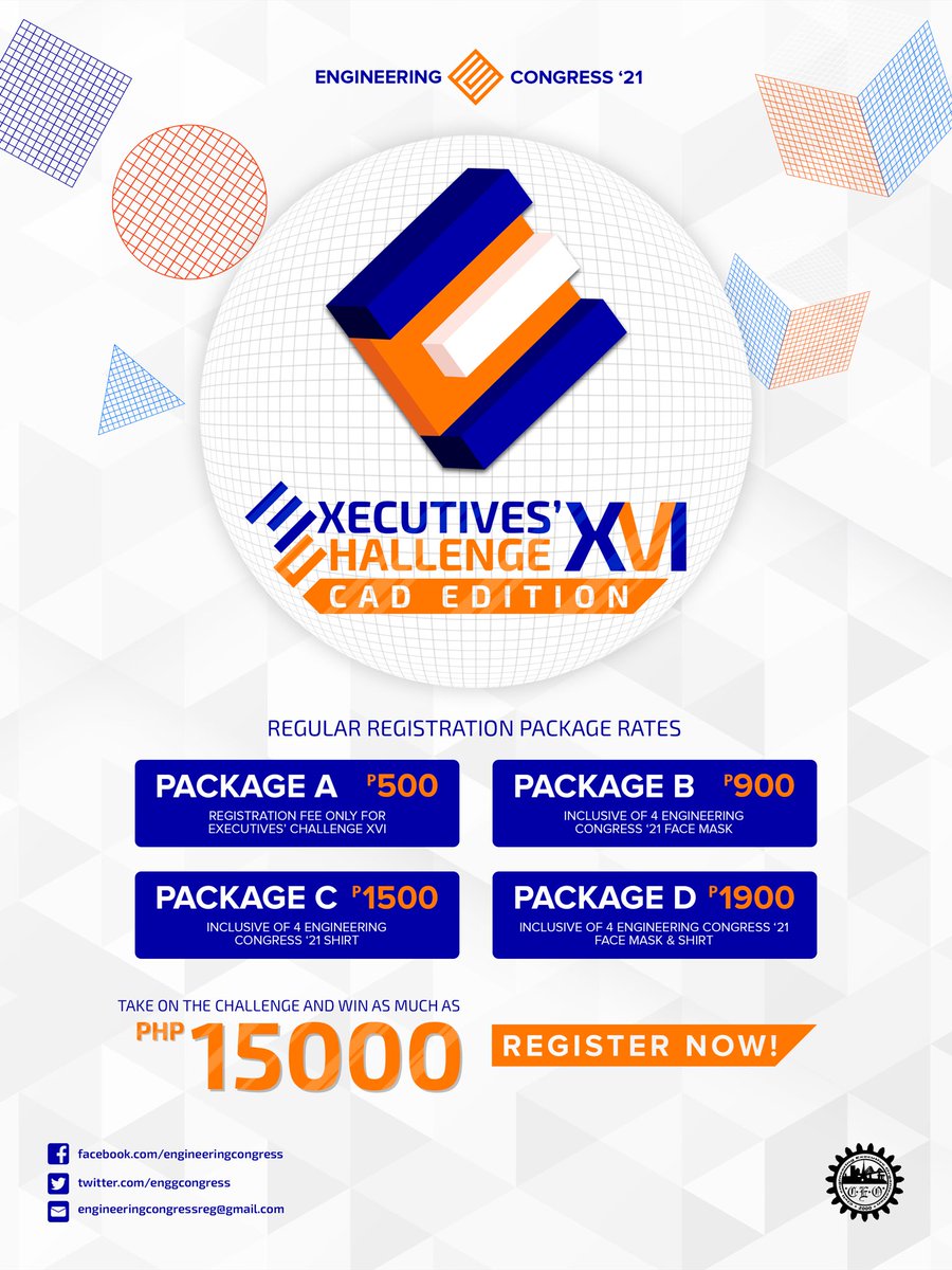 engg_congress's tweet photo. Are you ready to take on the Challenge?
Executives’ Challenge XVI is a national CAD and 3D Modelling Contest and is the first CAD Edition of the much-awaited national intercollegiate contest.
#EC2021
#CADEdition https://t.co/g45SteGEmv