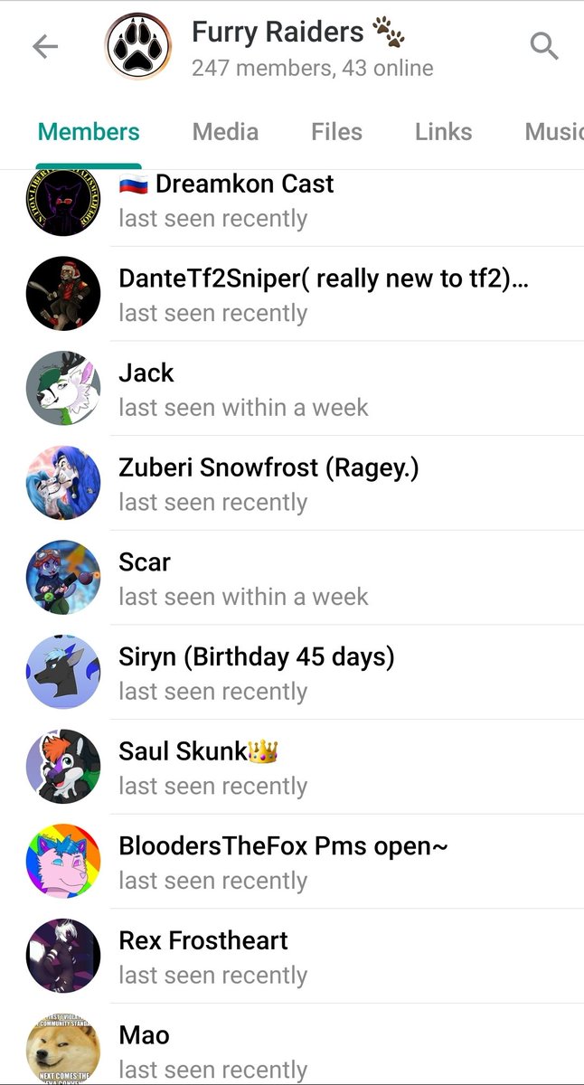 January 2021 member list for the Furry Raiders. Live account links in  http://t.me/altfurrybestof&nbsp; or  http://t.me/naziraiders&nbsp;.